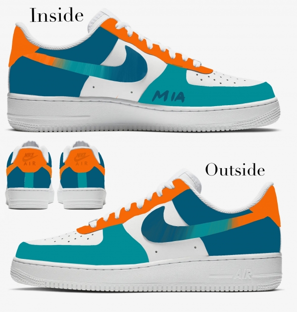 Big Kid Miami Football Team Nike Air Force 1 '07 (Low/Mid/Hitop) - Image 2