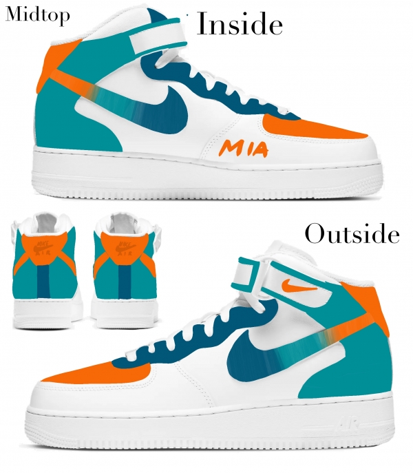 Big Kid Miami Football Team Nike Air Force 1 '07 (Low/Mid/Hitop) - Image 3