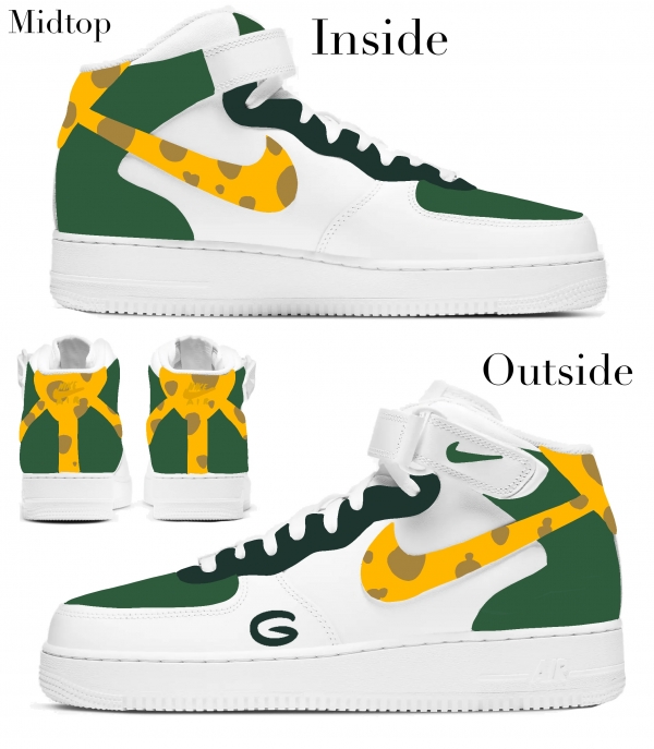 Green Bay Football Team Nike Air Force 1 '07 Unisex Adult (Low/Mid/Hitop) - Image 3