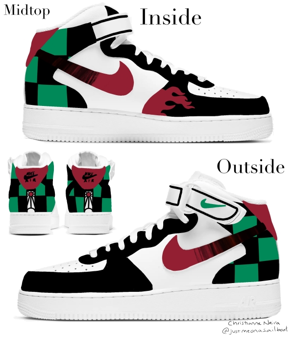 Demon Anime Slayer Tanjiro Inspired Nike Air Force 1 '07 Unisex Adult (Low/Mid/Hitop) - Image 3