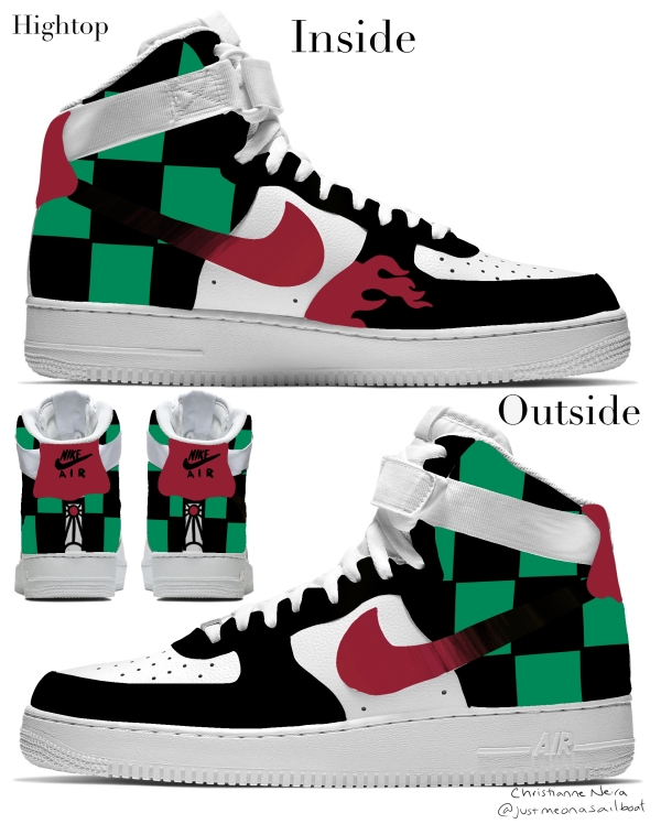 Demon Anime Slayer Tanjiro Inspired Nike Air Force 1 '07 Unisex Adult (Low/Mid/Hitop) - Image 4