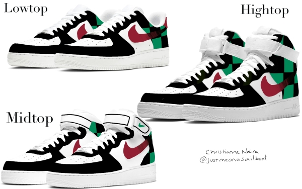 Demon Anime Slayer Tanjiro Inspired Nike Air Force 1 '07 Unisex Adult (Low/Mid/Hitop)