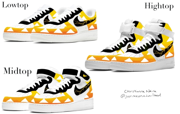 Demon Anime Slayer Lightning Inspired Nike Air Force 1 '07 Unisex Adult (Low/Mid/Hitop)