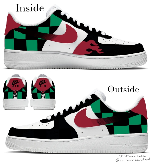 Demon Anime Slayer Tanjiro Inspired Nike Air Force 1 '07 Unisex Adult (Low/Mid/Hitop) - Image 2
