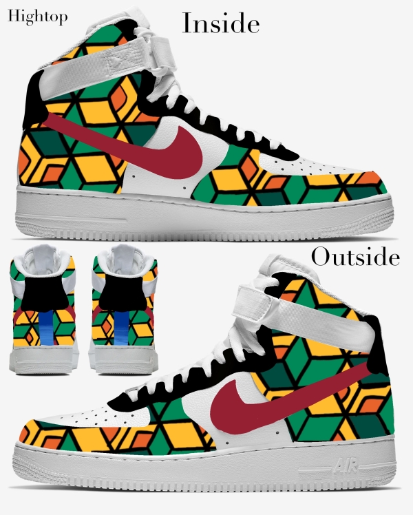 Demon Anime Slayer Water Pillar Inspired Nike Air Force 1 '07 Unisex Adult (Low/Mid/Hitop) - Image 4