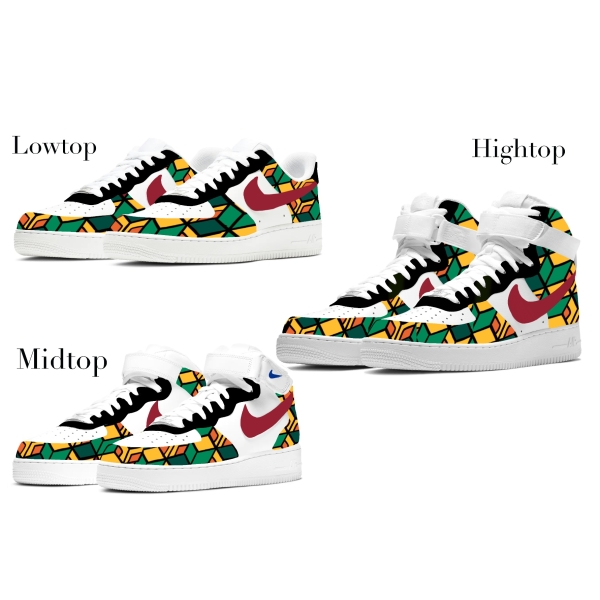 Demon Anime Slayer Water Pillar Inspired Nike Air Force 1 '07 Unisex Adult (Low/Mid/Hitop)