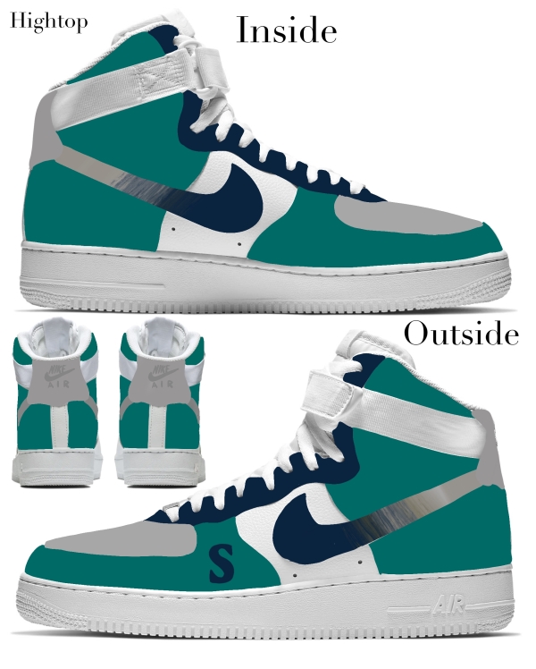 Seattle Baseball Team Nike Air Force 1 ‘07 Unisex Adult (Low/Mid/Hitop - Image 4
