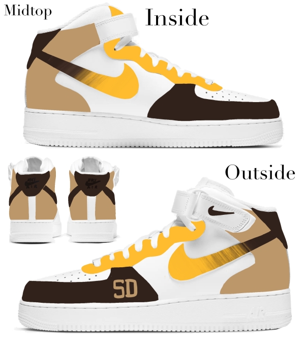 San Diego Baseball Team Nike Air Force 1 '07 Unisex Adult (Low/Mid/Hitop) - Image 3