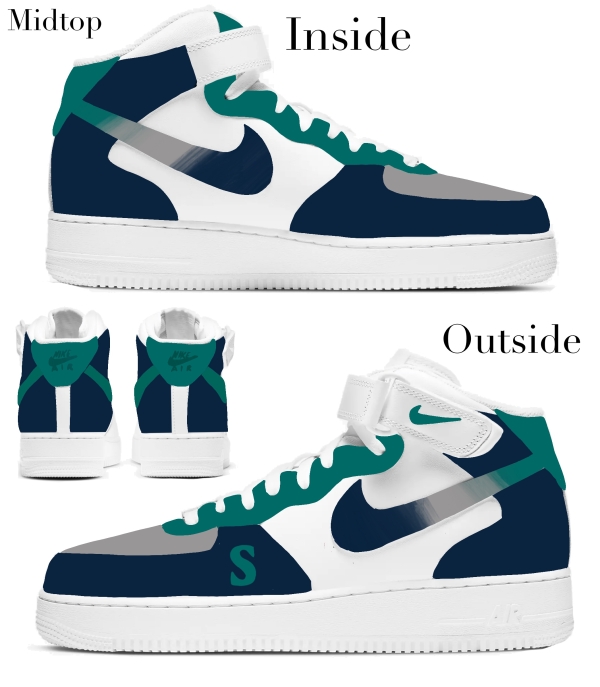 Seattle Baseball Team Nike Air Force 1 ‘07 Unisex Adult (Low/Mid/Hitop - Image 3
