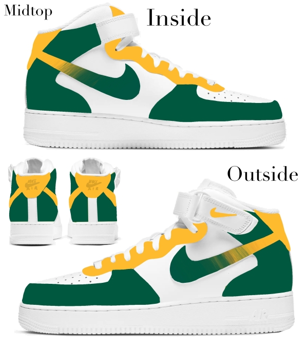 Oakland Baseball Team Nike Air Force 1 ‘07 Unisex Adult (Low/Mid/Hitop) m - Image 3