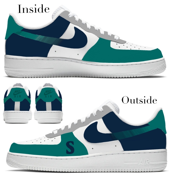 Seattle Baseball Team Nike Air Force 1 ‘07 Unisex Adult (Low/Mid/Hitop - Image 2