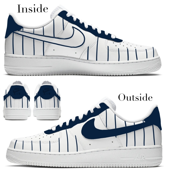 New York  Baseball Team 2 Stripes Nike Air Force 1 ‘07 Unisex Adult (Low/Mid/Hitop) - Image 2