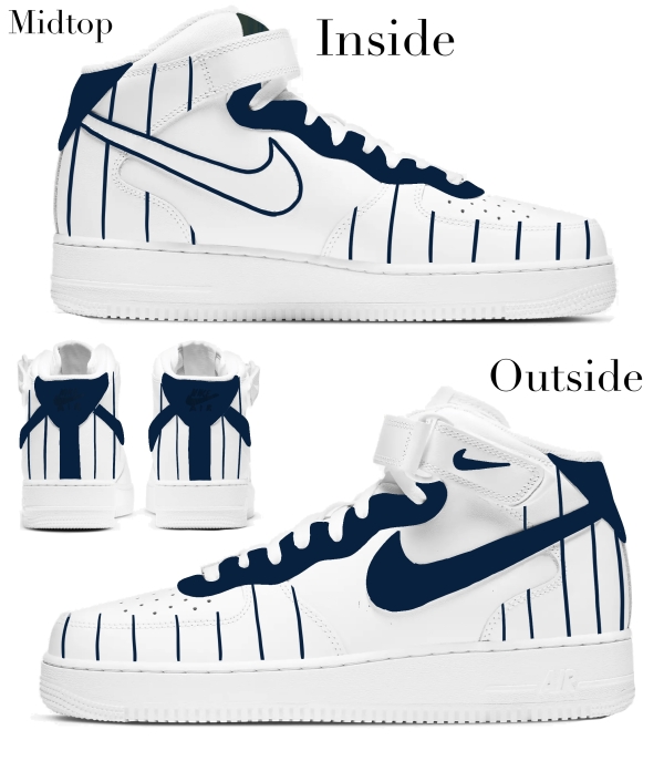 New York  Baseball Team 2 Stripes Nike Air Force 1 ‘07 Unisex Adult (Low/Mid/Hitop) - Image 3