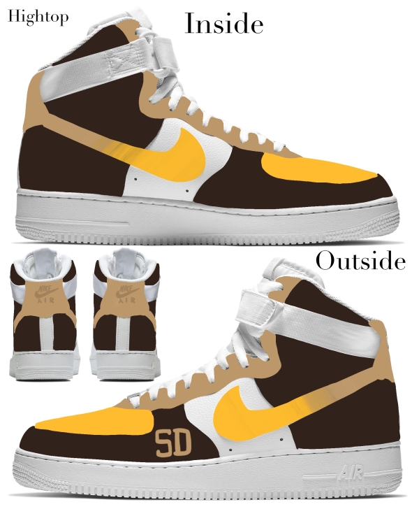San Diego Baseball Team Nike Air Force 1 '07 Unisex Adult (Low/Mid/Hitop) - Image 4