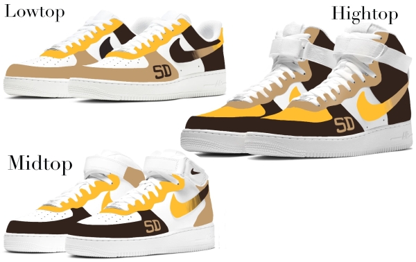 San Diego Baseball Team Nike Air Force 1 '07 Unisex Adult (Low/Mid/Hitop)