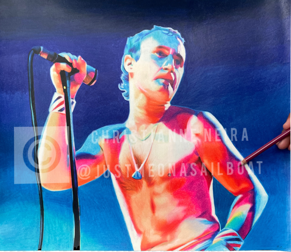Phil Collins Neon Colored Pencil Portrait (Original)