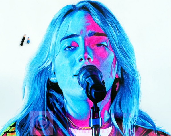 wywg Billie Neon Colored Pencil Portrait (Original)